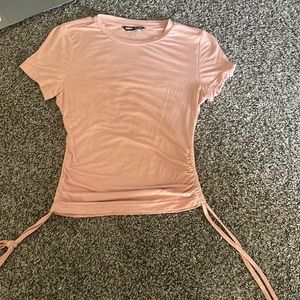 Pink cropped shirt , ribbed- SHEIN size M